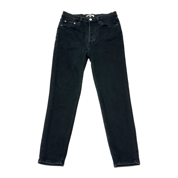 Re/Done Ankle Jeans Women 29 Black Denim Cotton Stretch Button-Fly 5-Pockets - Picture 1 of 13